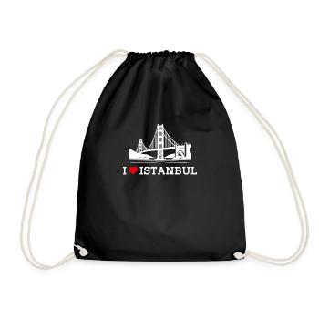 Ich liebe Istanbul Golden Gate Brücke Herz Flagge Wortspiel - Turnbeutel - Schwarz - Vorne