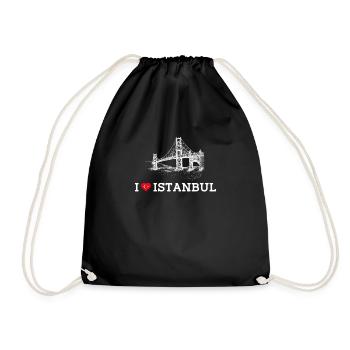 Ich liebe Istanbul Coole Golden Gate Brücke Herz Flagge - Turnbeutel - Schwarz - Vorne