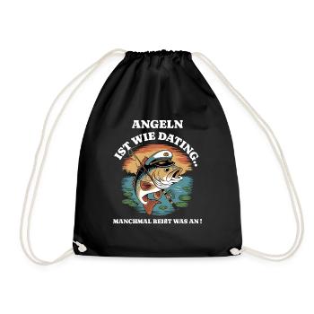 Angeln ist wie Dating - Lustiges Fischer Angler - Turnbeutel - Schwarz - Vorne