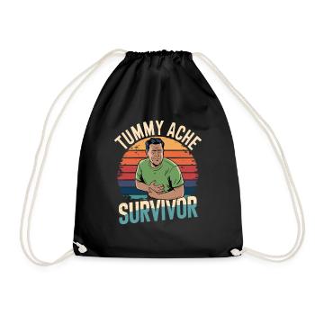 Belly Ache, Survivor, Retro Design - Drawstring Bag - black - Front