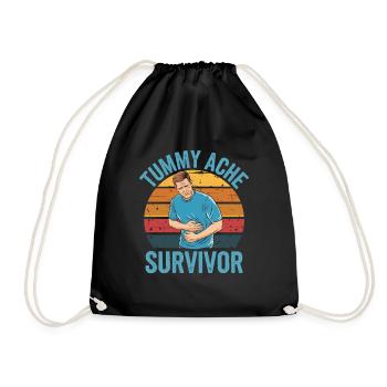 Stomachache Survivor Humorous Belly Ache Design - Drawstring Bag - black - Front