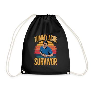Belly Ache, Survivor, Humorous Style - Drawstring Bag - black - Front