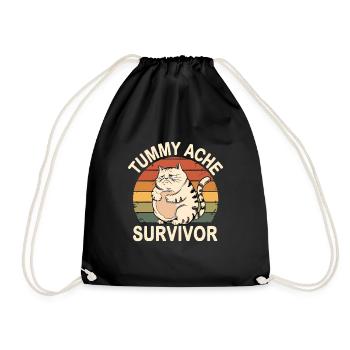 Belly Ache: Survivor Cat Vintage - Drawstring Bag - black - Front