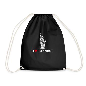 I Love Istanbul Cool Statue Of Liberty Turkey Wortspiel - Turnbeutel - Schwarz - Vorne