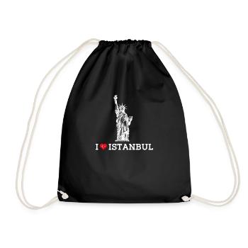 I Love Istanbul Statue Of Liberty Cool Turkey Pun - Drawstring Bag - black - Front