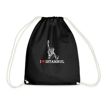 Ich liebe Istanbul Liebhaber Türkei Freiheitsstatue Wortspiel - Turnbeutel - Schwarz - Vorne