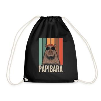 Papibara Father Funny Saying Gifts Father's Day - Drawstring Bag - black - Front