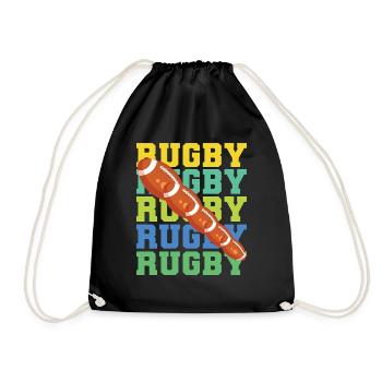 Rugby Ball – Retro Style Sports Design - Drawstring Bag - black - Front