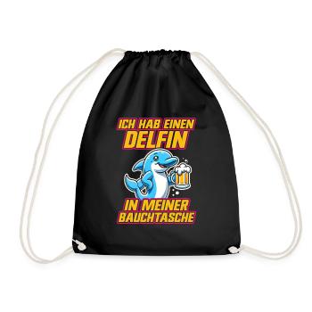 Delfin in meiner Bauchtasche Lustige Mallorca - Turnbeutel - Schwarz - Vorne