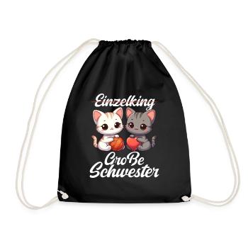 Big Sister Cat Older Sibling - Drawstring Bag - black - Front