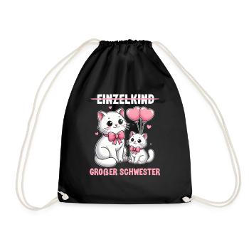 Big Sister Cat Older Sibling - Drawstring Bag - black - Front