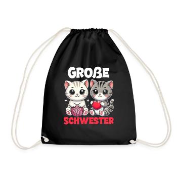 Big Sister Cat Older Sibling - Drawstring Bag - black - Front