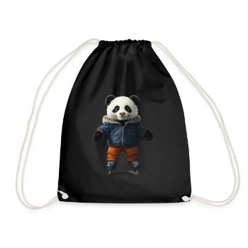 Panda - Turnbeutel - Schwarz - Vorne