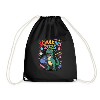 Schulkind 2025 Einschulung Schulanfang - Turnbeutel - Schwarz - Vorne