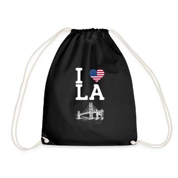 I Love LA Golden Gate Bridge Cool Heart Flag Wortspiel - Turnbeutel - Schwarz - Vorne