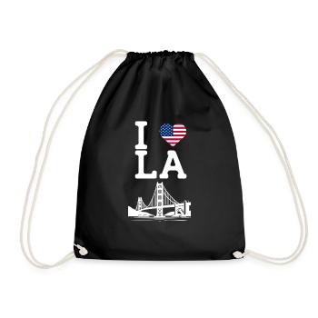 I Love LA Golden Gate Bridge Los Angeles Flagge Wortspiel - Turnbeutel - Schwarz - Vorne