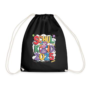 School Child 2025 School Enrollment Back to School - Drawstring Bag - black - Front