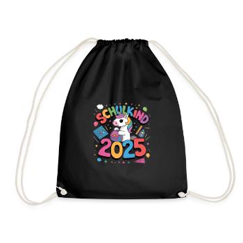 School Child 2025 School Enrollment Back to School - Drawstring Bag - black - Front