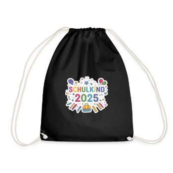 School Child 2025 School Enrollment Back to School - Drawstring Bag - black - Front