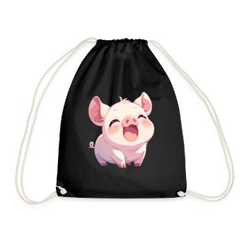 Schweine Schwein - Turnbeutel - Schwarz - Vorne