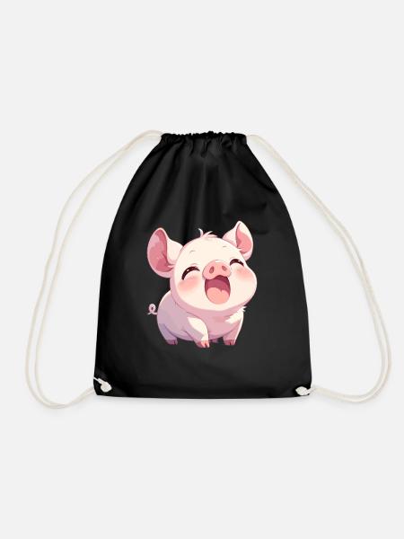 Schweine Schwein - Turnbeutel - Schwarz