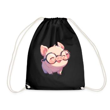 Schweine Schwein - Turnbeutel - Schwarz - Vorne