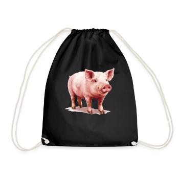 Schweine Schwein - Turnbeutel - Schwarz - Vorne