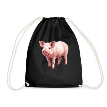 Schweine Schwein - Turnbeutel - Schwarz - Vorne