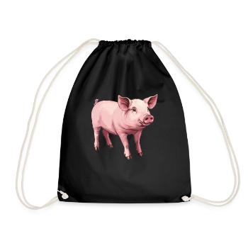 Schweine Schwein - Turnbeutel - Schwarz - Vorne