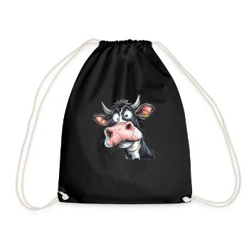 Funny cow - Drawstring Bag - black - Front