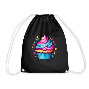 Bunter Cupcake - Turnbeutel - Schwarz - Vorne