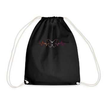 Lesbian Heartbeat Butterfly Pride Colors - Drawstring Bag - black - Front