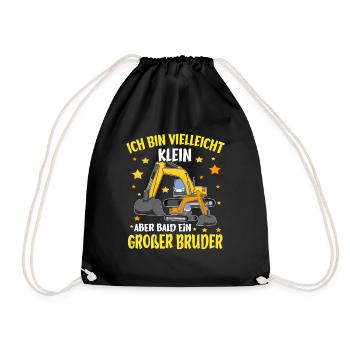 Ich bin bald ein Großer Bruder Bagger - Turnbeutel - Schwarz - Vorne
