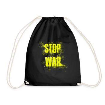 STOP WAR – NO WAR - PEACE - Drawstring Bag - black - Front