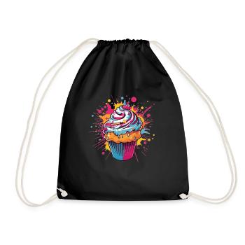 Color Explosion Cupcake - Drawstring Bag - black - Front