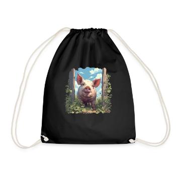 Schweine Schwein - Turnbeutel - Schwarz - Vorne