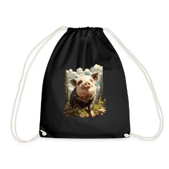 Schweine Schwein - Turnbeutel - Schwarz - Vorne