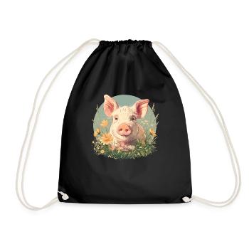 Schweine Schwein - Turnbeutel - Schwarz - Vorne