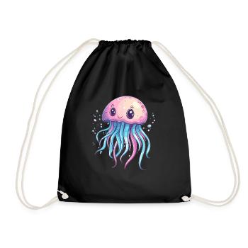 Cute jellyfish with pastel colors - Drawstring Bag - black - Front