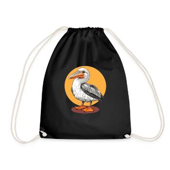 Dessin animé Pélican oiseau - Sac de sport léger - noir - Devant
