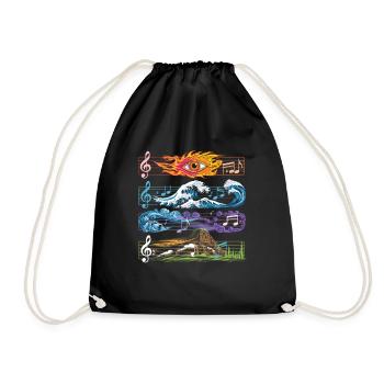 Feu, Eau, Terre, Air, Musique, Éléments - Sac de sport léger - noir - Devant