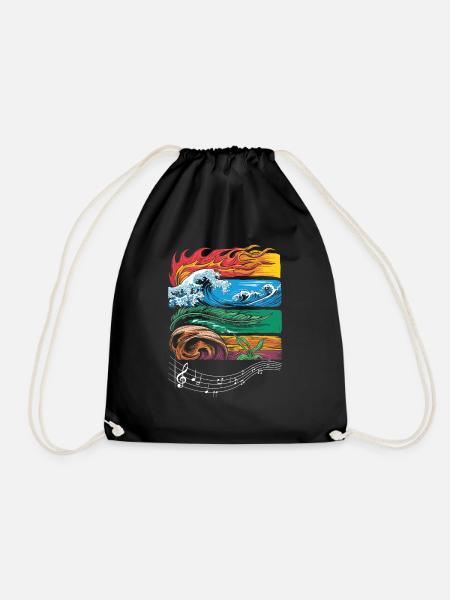 Feu, Eau, Terre, Air, Musique, Éléments - Sac de sport léger - noir