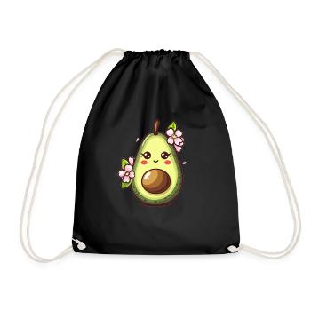 Sweet avocado with flowers - Drawstring Bag - black - Front