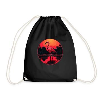 Sonnenuntergang Flamingo - Turnbeutel - Schwarz - Vorne