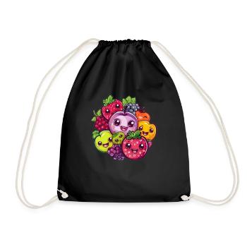 Fruit faces in a circle - Drawstring Bag - black - Front