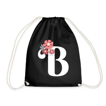 Buchstabe b Minimalistische Blumen - Turnbeutel - Schwarz - Vorne