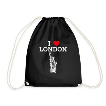 I Love London Freiheitsstatue England Herz Flagge - Turnbeutel - Schwarz - Vorne