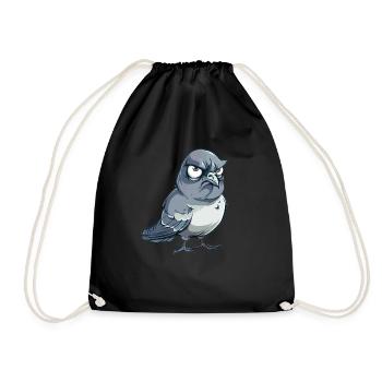 Grumpy Dove Comic Style - Drawstring Bag - black - Front
