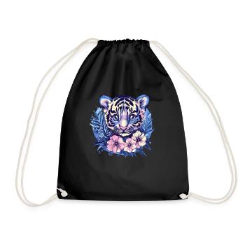 Bébé tigre avec des fleurs - Sac de sport léger - noir - Devant