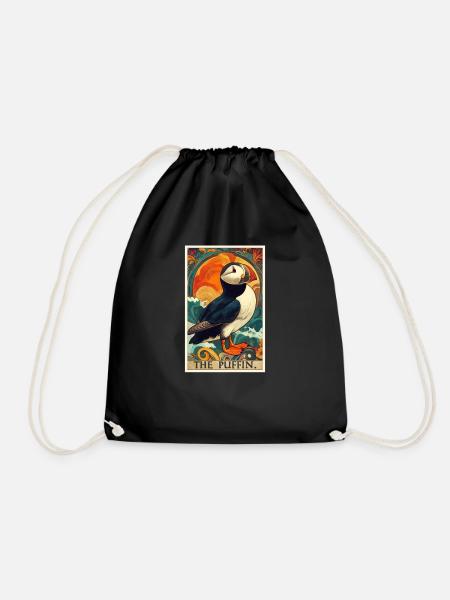 Puffin - Drawstring Bag - black